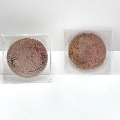 LOT 318: 1798 and 1807 Carolous IIII Dei Gratia Hisean Et Ind Rex 8 R F M Spanish Colonial Silver Coins
