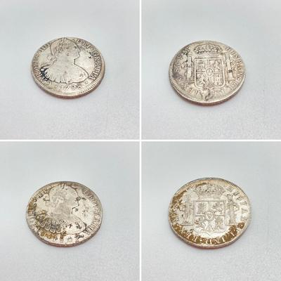 LOT 318: 1798 and 1807 Carolous IIII Dei Gratia Hisean Et Ind Rex 8 R F M Spanish Colonial Silver Coins
