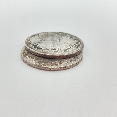 LOT 318: 1798 and 1807 Carolous IIII Dei Gratia Hisean Et Ind Rex 8 R F M Spanish Colonial Silver Coins