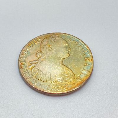 LOT 319: 1806 and 1807 Carolous IIII Dei Gratia Hisean Et Ind Rex 8 R F M Spanish Colonial Silver Coins
