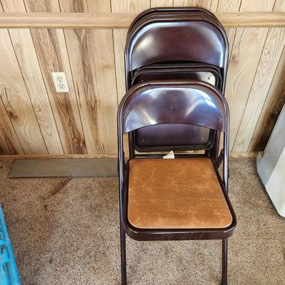 4 Padded Metal Folding Meco Chairs