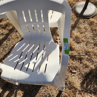 3 White Stacking Chairs