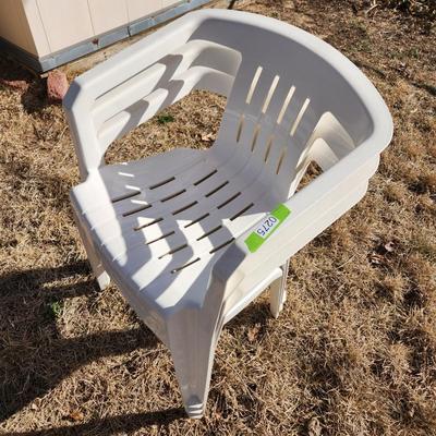 3 White Stacking Chairs