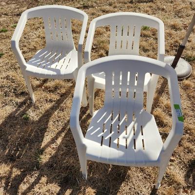 3 White Stacking Chairs