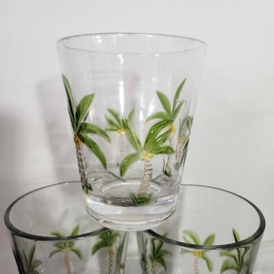 16 Palm Tree Acrylic Plastic Drinking Glasses Stackable Tumblers Highballs