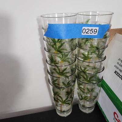16 Palm Tree Acrylic Plastic Drinking Glasses Stackable Tumblers Highballs
