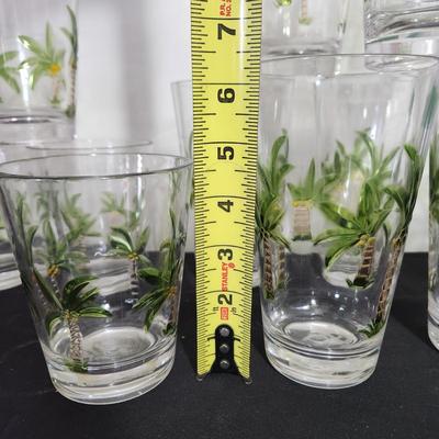 16 Palm Tree Acrylic Plastic Drinking Glasses Stackable Tumblers Highballs
