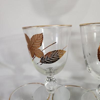 Vintage Mid Century Libby Gold Leaf Footed Water Glasses