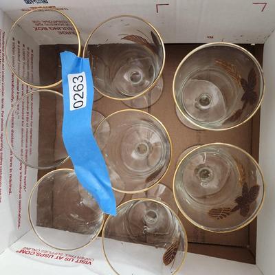 Vintage Mid Century Libby Gold Leaf Footed Water Glasses