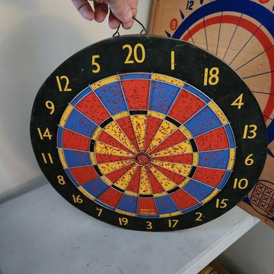 Lot of 2 sided Porker Dart Board and Champion Dart Baseball Board with Darts made in England