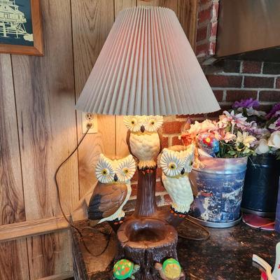 Very Heavy Solid Ceramic Owl Table Lamp