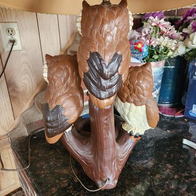 Very Heavy Solid Ceramic Owl Table Lamp