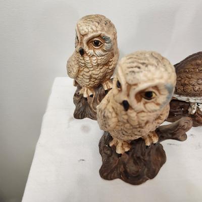 Collection of Owl Figurines Candle Homco