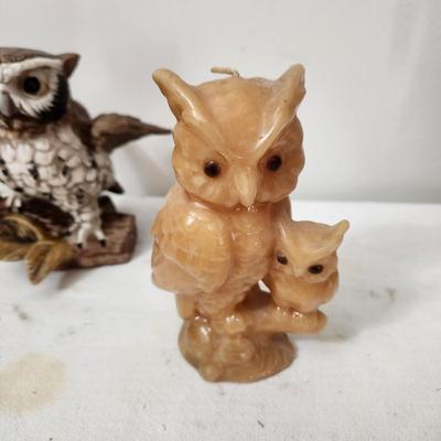 Collection of Owl Figurines Candle Homco