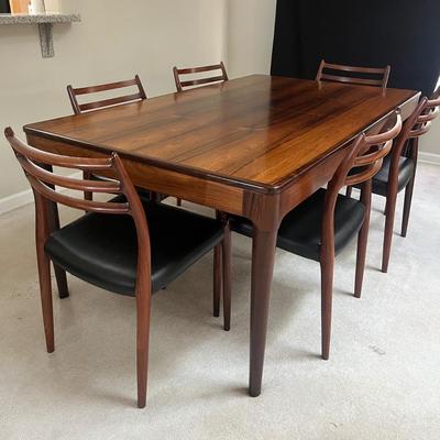 MCM Swedish Rosewood Dining Room Table & Six Chairs (DR-MG)