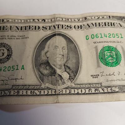 1990 $100 DOLLAR BILL