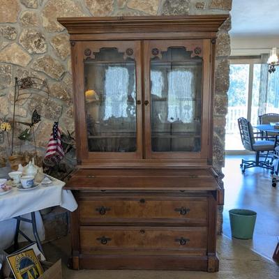 Beautiful Antique Walnut Cabinet/Secretary