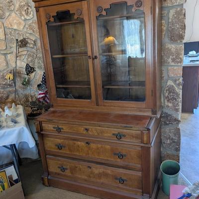 Beautiful Antique Walnut Cabinet/Secretary