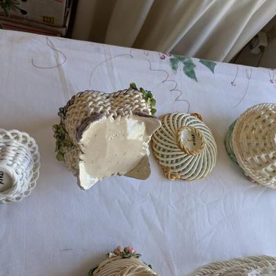 Collection of Vintage Porcelain Woven Baskets