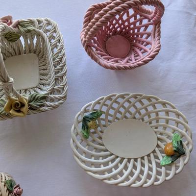 Collection of Vintage Porcelain Woven Baskets