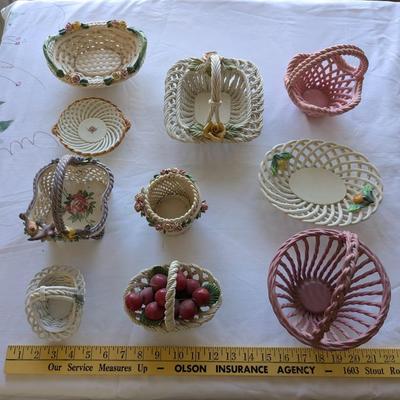 Collection of Vintage Porcelain Woven Baskets