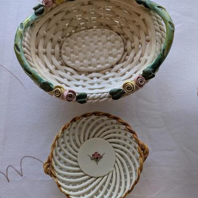 Collection of Vintage Porcelain Woven Baskets