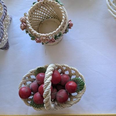 Collection of Vintage Porcelain Woven Baskets
