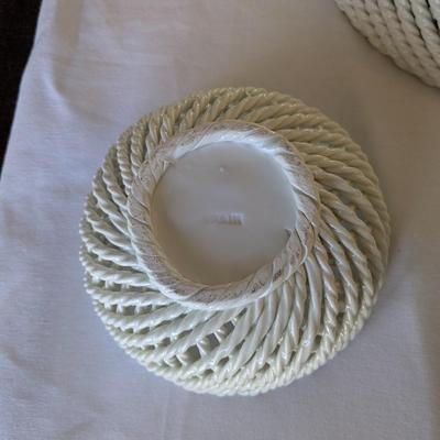 Collection of 7 Vintage Porcelain Woven Baskets
