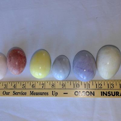 6 Vintage, Italian Alabaster, Stone, Polished Eggs