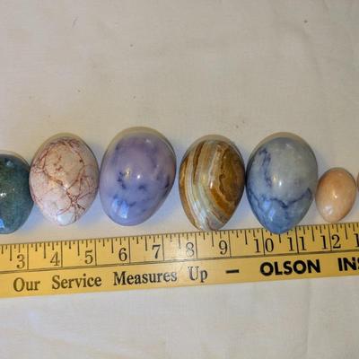 7 (2 small) Vintage, Italian Alabaster, Stone, Polished Eggs