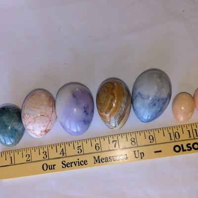 7 (2 small) Vintage, Italian Alabaster, Stone, Polished Eggs