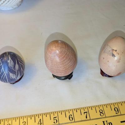 Vintage African Kisii Soapstone Egg Sculptures