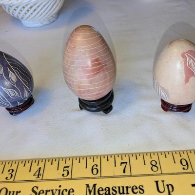 Vintage African Kisii Soapstone Egg Sculptures