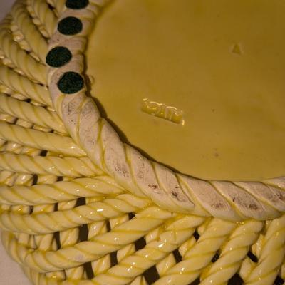 4 Italian and Spanish Vintage Porcelain Woven Dishes