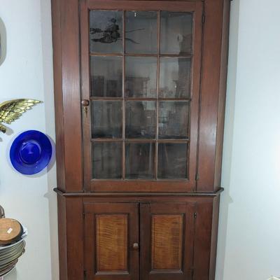 Primitive Corner Pine/Cherry Cabinet