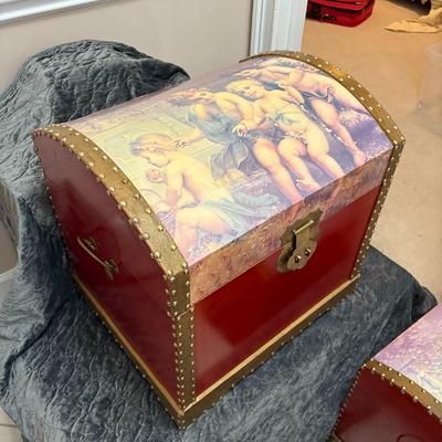 Cherub (Angel) Treasure Chest Trunk - 20"Wx19.7"Hx16.2"D Approx