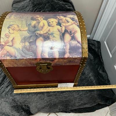 Cherub (Angel) Treasure Chest Trunk - 20"Wx19.7"Hx16.2"D Approx