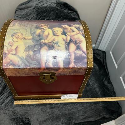 Cherub (Angel) Treasure Chest Trunk - 20"Wx19.7"Hx16.2"D Approx