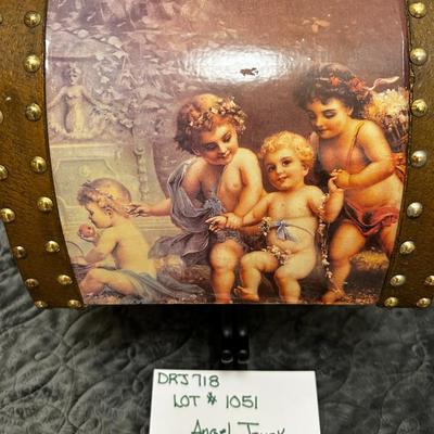 Cherub (Angel) Treasure Chest Trunk - 10"Wx9"Hx7.5"D Approx