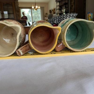 3 Vintage Majolica Creamer Small Pitchers
