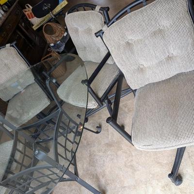 Glass Top Dining Set with 5 Chairs