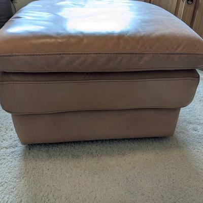 Italian Made Leather Ottoman