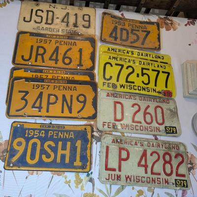 Vintage Pennsylvania, N.J., Wi, License Plates