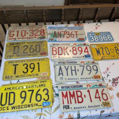 14 Vintage to Newer Wi & Pa License plates