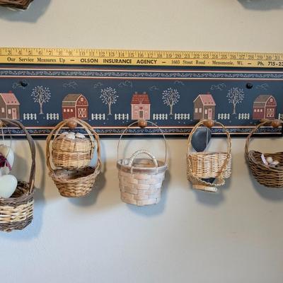 Country Style Rack of Weaved Baskets