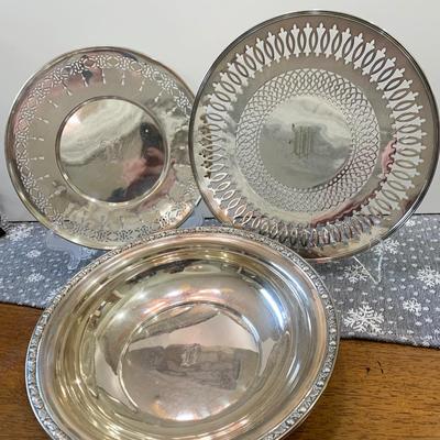 Sterling Silver & Silver Deposit Plates & Serving Bowl (796 grams)