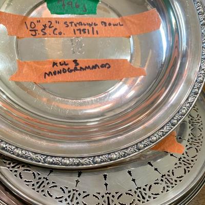 Sterling Silver & Silver Deposit Plates & Serving Bowl (796 grams)