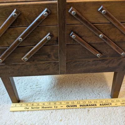 Vintage Strommen Bruk Hamar Norway Accordian Wood Sewing Chest