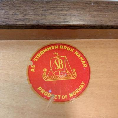 Vintage Strommen Bruk Hamar Norway Accordian Wood Sewing Chest