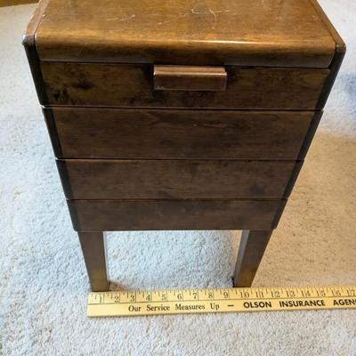 Vintage Strommen Bruk Hamar Norway Accordian Wood Sewing Chest